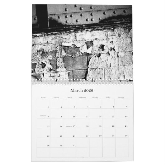 Calendrier 2026 'Abstractions in Black & White' (Mar 2026)