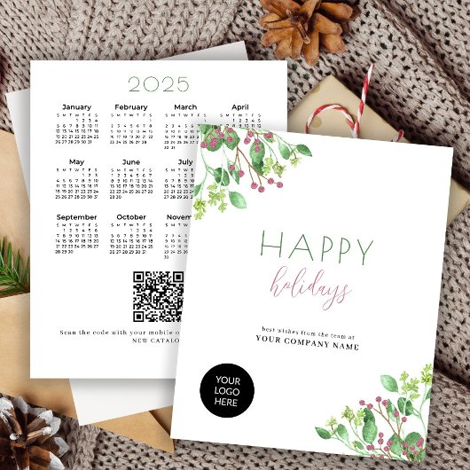 Calendrier 2026 affaires QR carte de vacances prom