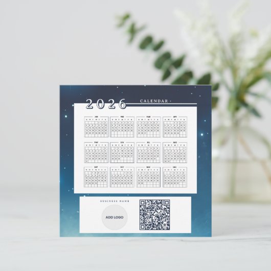 Calendrier 2026 Ajouter Logo Carte QR Code (Debout devant)
