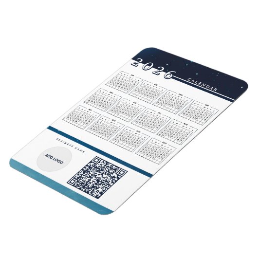 Calendrier 2026 Ajouter Logo Code QR Magnet flexib (Côté Gauche)