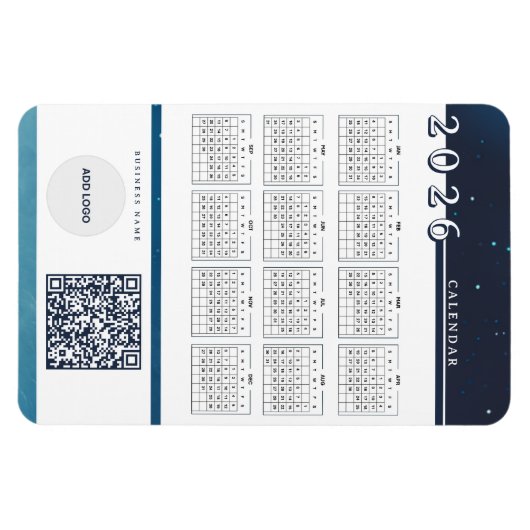 Calendrier 2026 Ajouter Logo Code QR Magnet flexib (Horizontal)