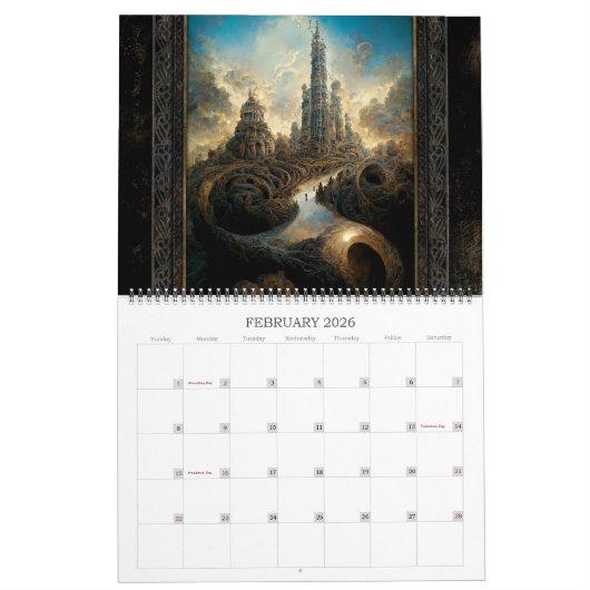 Calendrier 2026 Alien Architecture Surreal Art Calendar (Feb 2026)