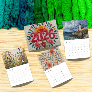 Calendrier 2026 Art de broderie moderne   Esthétique 