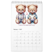 Calendrier 2026 avec nounours mignon (Feb 2027)
