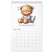 Calendrier 2026 avec nounours mignon (Mar 2027)