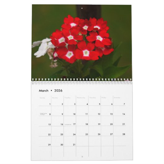 Calendrier 2026 Back Deck Flower Calendar (Mar 2026)