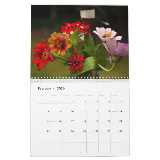 Calendrier 2026 Back Deck Flower Calendar (Feb 2026)