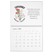 Calendrier 2026 BIRTH MONTH FLOWERS Christian Bible Verse (Jan 2026)