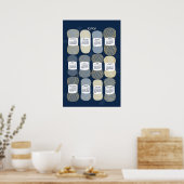 Calendrier 2026 Bleu et Or Affiche (Cuisine)