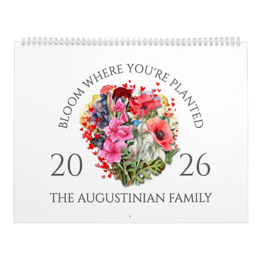 Calendrier 2026 BLOOM WHERE PLANTED Christian Birth Month (Protection)