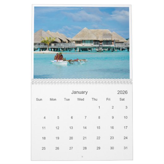 Calendrier 2026 Bora Bora photo paysage (Jan 2026)