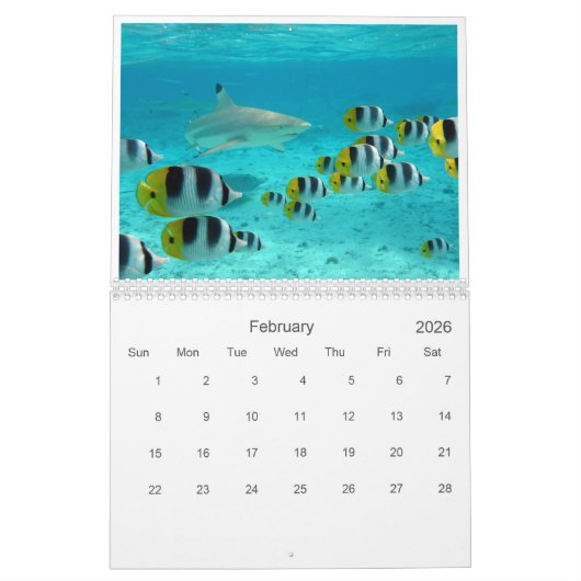 Calendrier 2026 Bora Bora photo paysage (Feb 2026)