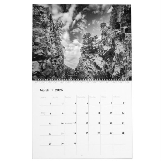 Calendrier 2026 Boulder Colorado Nature Calendar (Mar 2026)