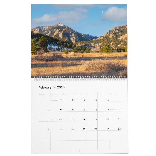 Calendrier 2026 Boulder Colorado Nature Calendar (Feb 2026)