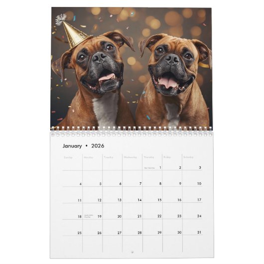 Calendrier 2026 Boxer Dog Wall Calendar | 12 Month Calendar (Jan 2026)