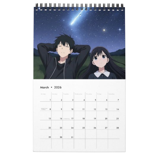 Calendrier 2026 Calendar (Images created by Grok) (Mar 2026)