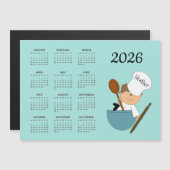 Calendrier 2026 Carte Magnétique Chef Baker Design (Devant / Derrière)