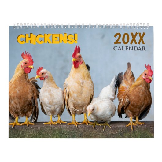 Calendrier 2026 Chickens Wall Calendar Cute (Protection)
