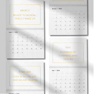 Calendrier 2026 Citation Mignon Or Élégant