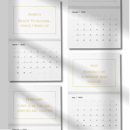 Calendrier 2026 Citation Mignon Or Élégant