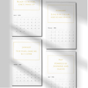 Calendrier 2026 Citation Mignon Or Élégant