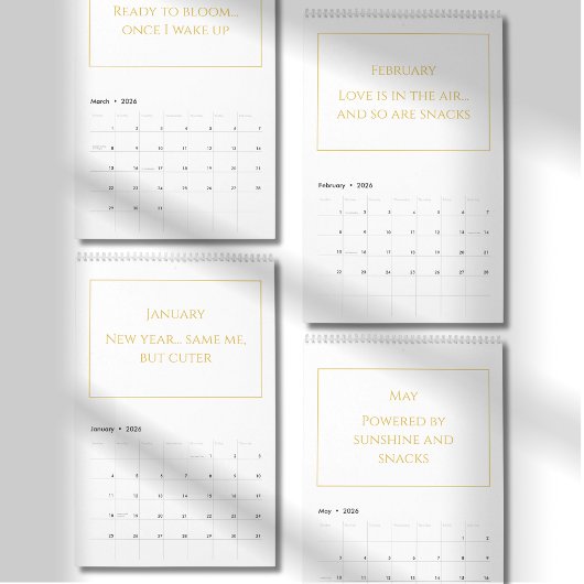 Calendrier 2026 Citation Mignon Or Élégant