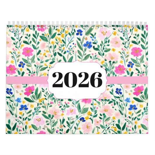 Calendrier 2026 Classic Wildflower Pattern Calendar (Protection)