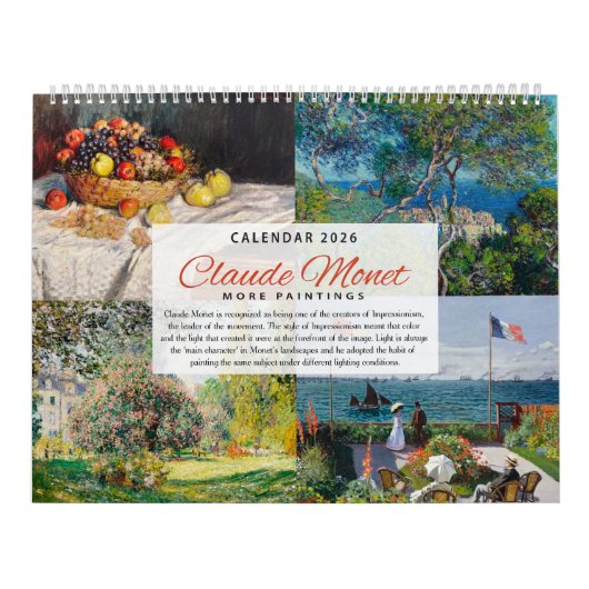 Calendrier 2026 - Claude Monet 2 - Impressionnisme (Protection)