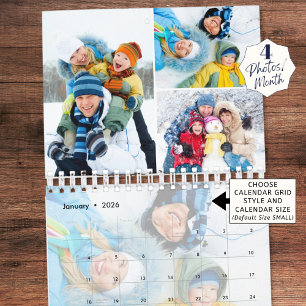 Calendrier 2026 Collage photo simple personnalisé 4 par mois