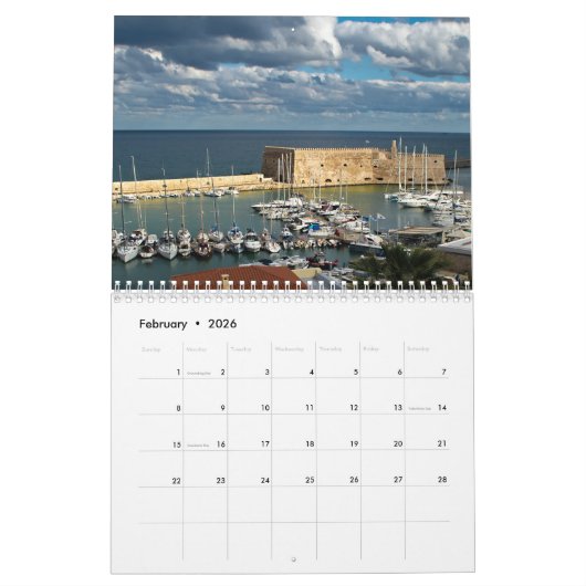 Calendrier 2026 Crète, Grèce (Feb 2026)