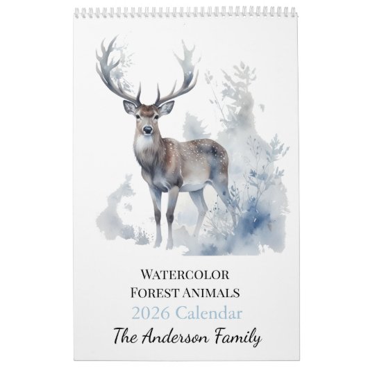 Calendrier 2026 Custom Forest Animals Photo Calendar (Protection)