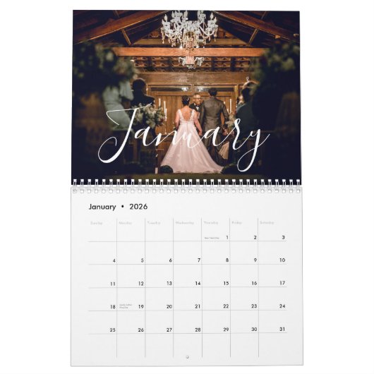 Calendrier 2026 Custom Wedding Photo Chic Script Calendar (Jan 2026)