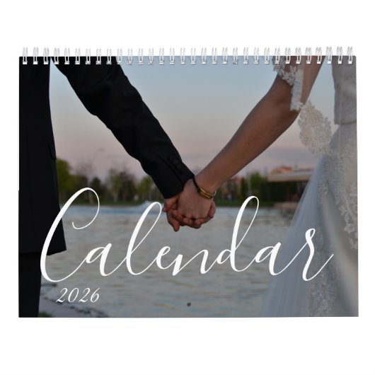 Calendrier 2026 Custom Wedding Photo Chic Script Calendar (Dos)
