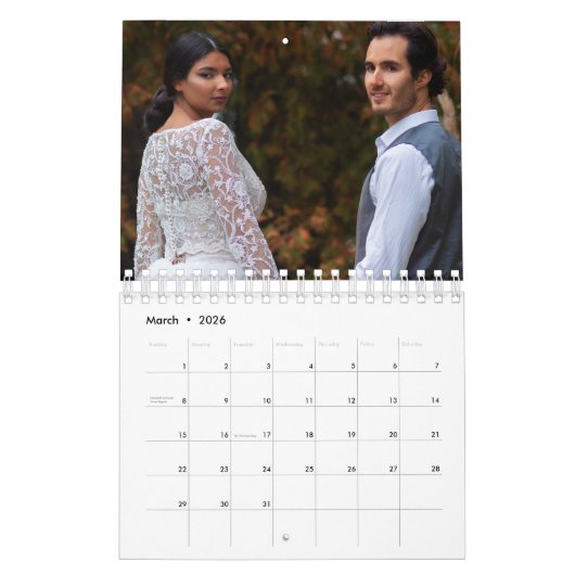 Calendrier 2026 Custom Wedding Photo Chic Script Calendar (Mar 2026)