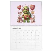 Calendrier 2026 Cute Turtles Celebrating Holidays  (Feb 2026)