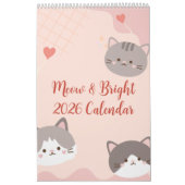 Calendrier 2026 de chat mignon et coloré (Protection)