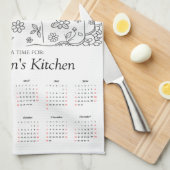 Calendrier 2026 des torchons de cuisine Paws & Tea (Quart Plié)