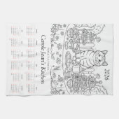 Calendrier 2026 des torchons de cuisine Paws & Tea (Horizontal)