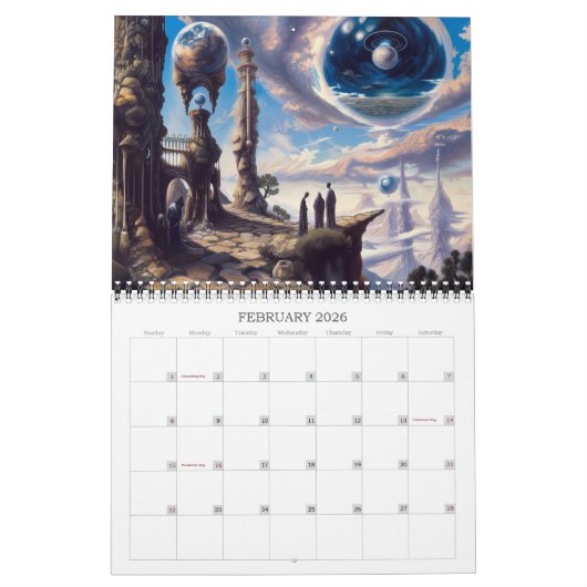 Calendrier 2026 Dimensions Visionnaires 8 Art Surreal (Feb 2026)