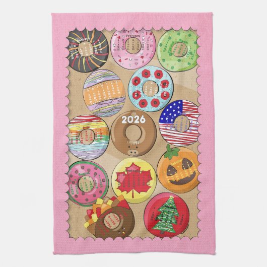 Calendrier 2026 Donuts Serviettes de cuisine (Vertical)