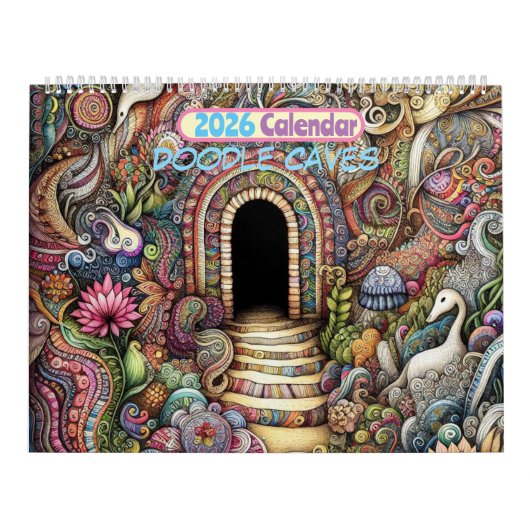 Calendrier 2026 Doodle Grottes Art Calendrier (Protection)