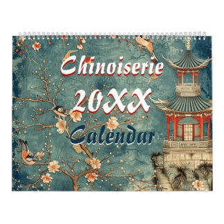 Calendrier 2026 elegant chinoiserie wall 