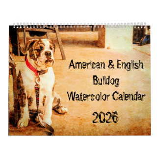 Calendrier 2026 English Bulldog British American Bully Gift