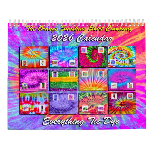 Calendrier 2026 Everything Tie-Dye Calendar (Dos)