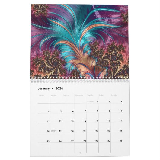 Calendrier 2026 Extraordinaire Fractal Art Psychedelic (Jan 2026)