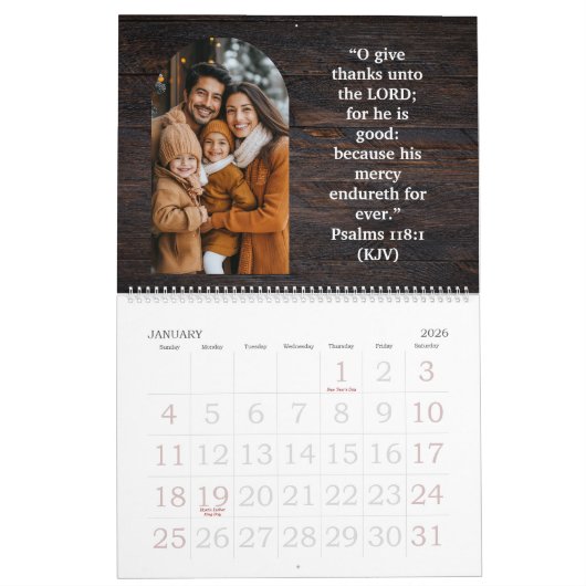 Calendrier 2026 Family Blessings Photos Scripture Large (Jan 2026)