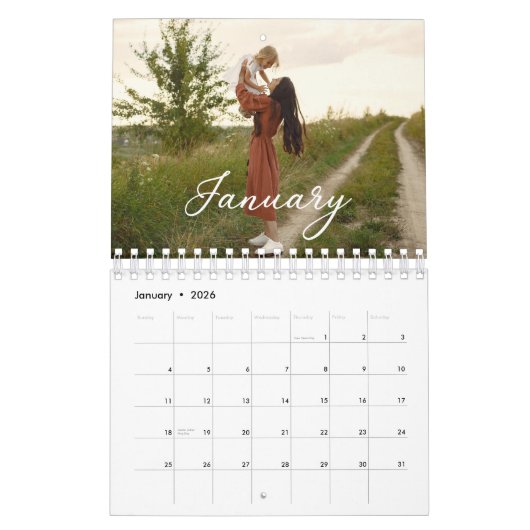 Calendrier 2026 Family Custom Photo Chic Script (Jan 2026)