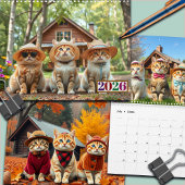 Calendrier 2026 Funny Cats in Preppy Attire and Hats