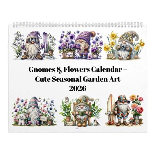 Calendrier 2026 Gnomes & Birth Flowers Calendar (Protection)