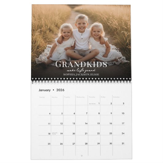 Calendrier 2026 Grandkids Make Life Grand Custom Photo (Jan 2026)